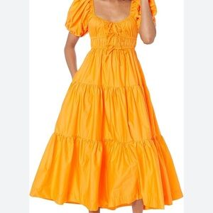 Line and Dot XS the Amber‎ dress NWOT puffed sleeves , smocked,tiered maxi dress